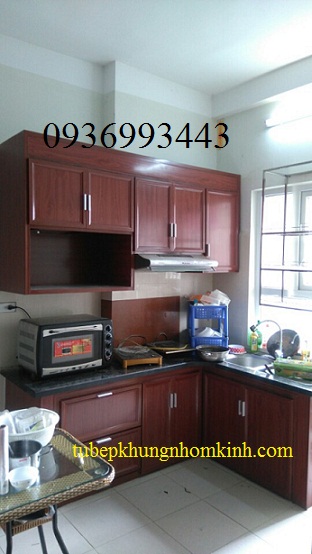 thi công tủ bếp nhôm vân gỗ thi công tủ bếp nhôm vân gỗ