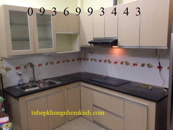 tủ bếp nhôm chữ L cánh Laminate tủ bếp nhôm chữ L cánh Laminate