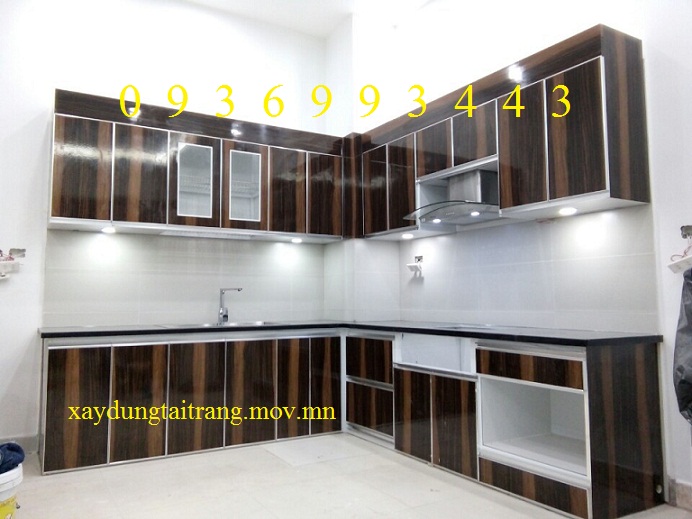 mẫu thi công tủ bếp Acrylic chữ L mẫu thi công tủ bếp Acrylic chữ L