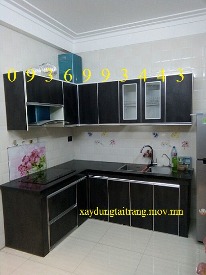 thiết kế tủ bếp nhôm cánh Laminate chữ L thiết kế tủ bếp nhôm cánh Laminate chữ L