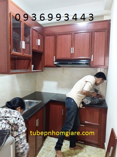 tủ bếp nhôm vân gỗ tủ bếp nhôm vân gỗ