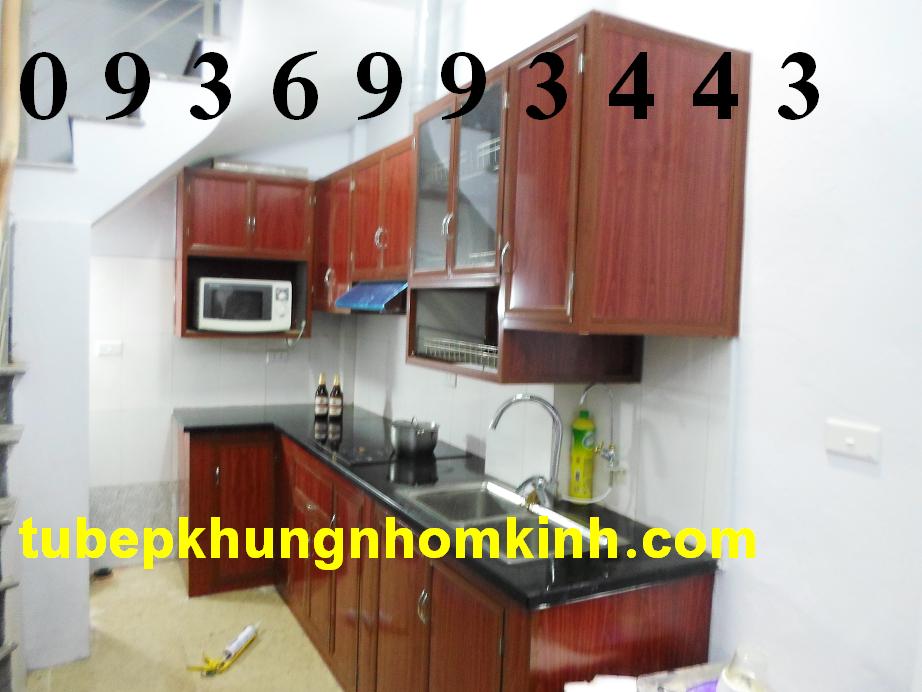 tủ bếp nhôm vân gỗ tủ bếp nhôm vân gỗ