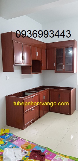 tủ bếp nhôm vân gỗ tủ bếp nhôm vân gỗ