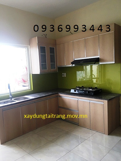 tủ bếp nhôm cánh Laminate xây bệ bếp tủ bếp nhôm cánh Laminate xây bệ bếp
