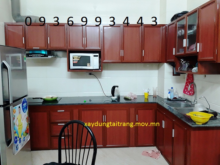 mẫu tủ bếp nhôm vân gỗ chữ L mẫu tủ bếp nhôm vân gỗ chữ L