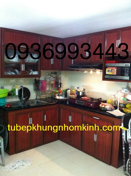 tủ bếp nhôm vân gỗ tủ bếp nhôm vân gỗ