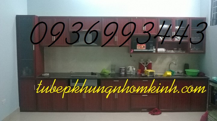 tủ bếp nhôm vân gỗ tủ bếp nhôm vân gỗ