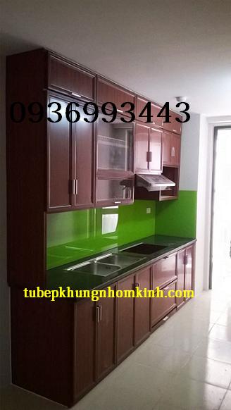 tủ bếp nhôm vân gỗ tủ bếp nhôm vân gỗ