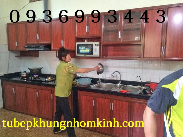 thi công tủ bếp nhôm vân gỗ thi công tủ bếp nhôm vân gỗ
