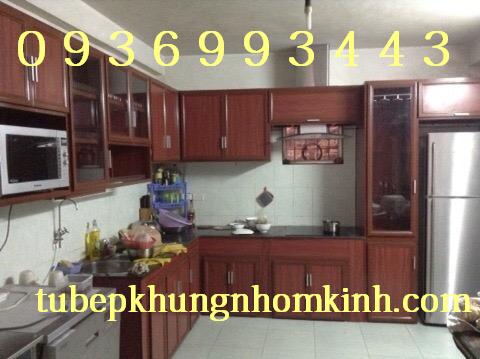 tủ bếp nhôm vân gỗ tủ bếp nhôm vân gỗ