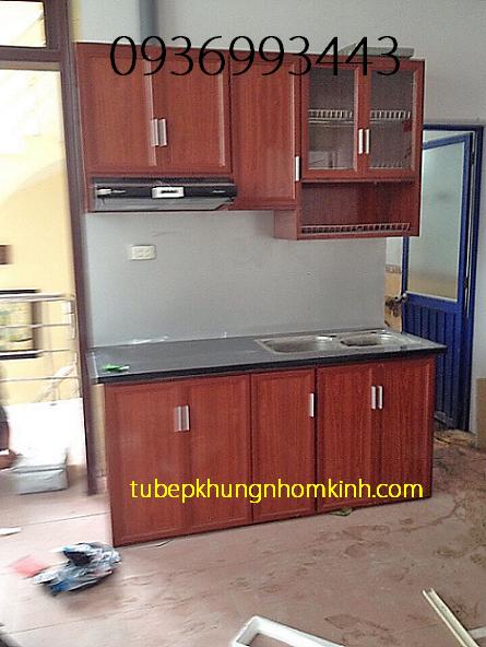 mẫu tủ bếp nhôm vân gỗ mẫu tủ bếp nhôm vân gỗ