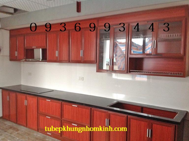 tủ bếp nhôm vân gỗ tủ bếp nhôm vân gỗ