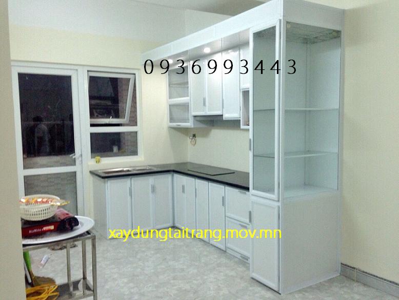 tủ bếp nhôm sơn tĩnh điện chữ L tủ bếp nhôm sơn tĩnh điện chữ L