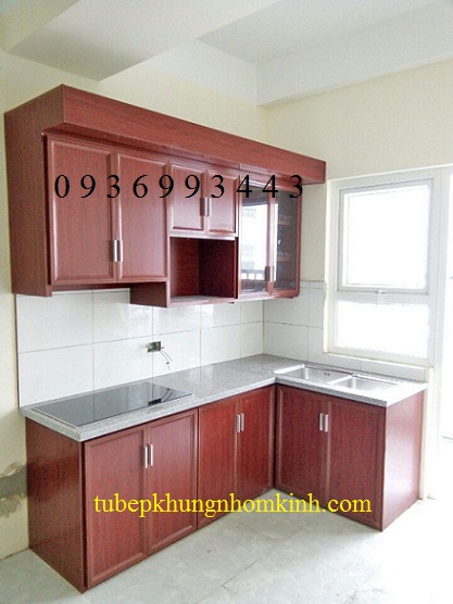 mẫu tủ bếp nhôm vân gỗ mẫu tủ bếp nhôm vân gỗ