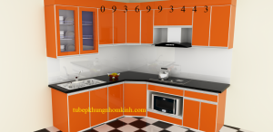 mẫu thiết kế tủ bếp nhôm cánh Acrylic