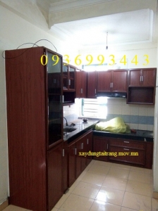 tủ bếp vân gỗ