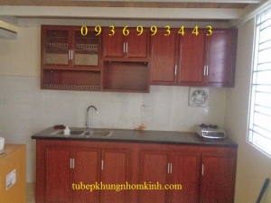 tủ bếp vân gỗ