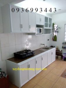 tủ bếp nhôm sơn tĩnh điện chữ I
