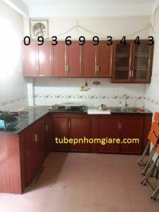 thiết kế tủ bếp nhôm vân gỗ