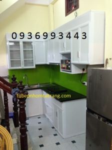 tủ bếp nhôm sơn tĩnh điện