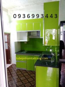 thiết kế tủ bếp nhôm cánh Acrylic