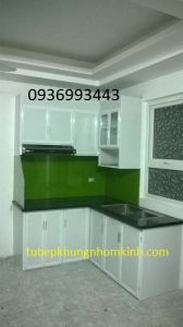 thi công tủ bếp nhôm sơn tĩnh điện