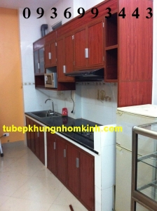 tủ bếp nhôm kính