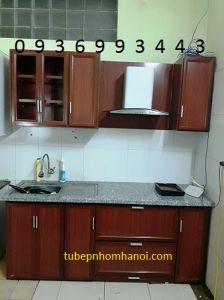 tủ bếp nhôm vân gỗ