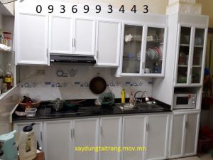 tủ bếp nhôm sơn tĩnh điện