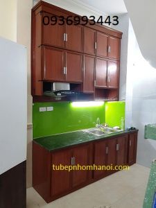 tủ bếp nhôm vân gỗ