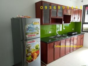 tủ bếp nhôm vân gỗ chữ I