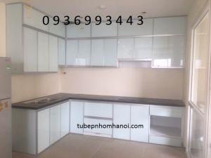 tủ bếp nhôm cánh hệ Zang Lee chữ L