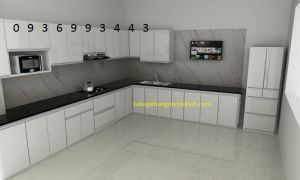 thiết kế mẫu tủ bếp nhôm cánh hệ Zang Lee