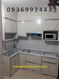 tủ bếp nhôm  kính cánh hệ Zang Lee