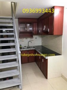 tủ bếp nhôm vân gỗ