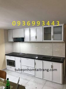 tủ bếp nhôm sơn tĩnh điện chữ I