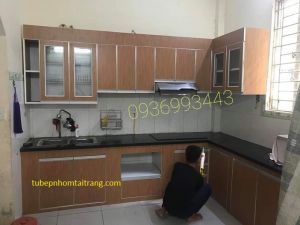 tủ bếp nhôm cánh Laminate