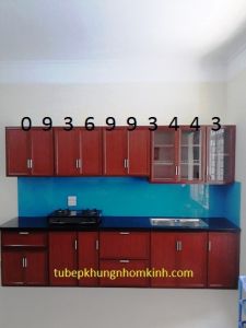 tủ bếp nhôm vân giả gỗ