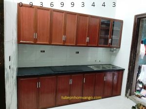 thi công tủ bếp nhôm vân gỗ