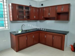 Tủ bếp nhôm giả gỗ