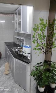 tủ bếp nhôm hệ cánh XingFa VN trắng mặt alu