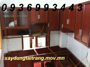 tủ bếp nhôm vân gỗ