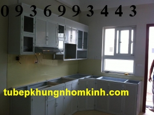 tủ bếp nhôm kính nhôm sơn tĩnh điện