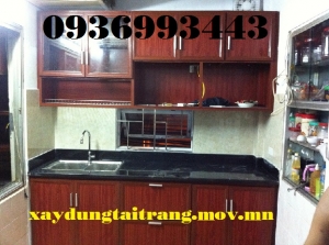 tủ bếp nhôm vân gỗ đẹp