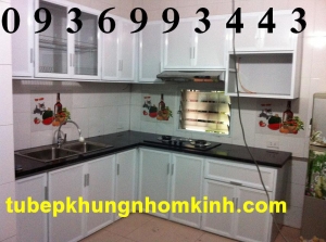 tủ bếp nhôm kính nhôm sơn tĩnh điện