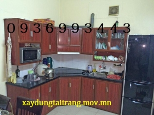 tủ bếp nhôm vân gỗ