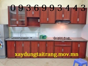 tủ bếp nhôm vân gỗ