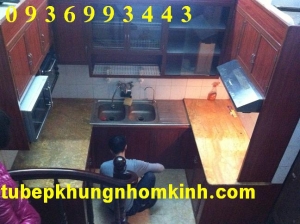 tủ bếp nhôm kính nhôm vân gỗ