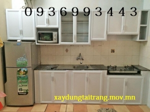 tủ bếp nhôm sơn tĩnh điện