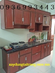 tủ bếp nhôm vân gỗ